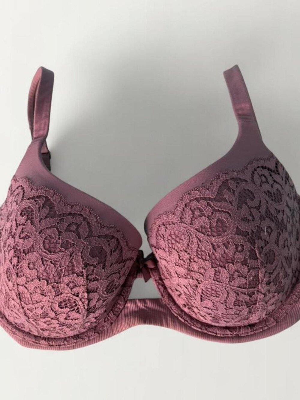 Victoria's Secret purple lace double demi bra with floral embroidery - SIZE 36DD